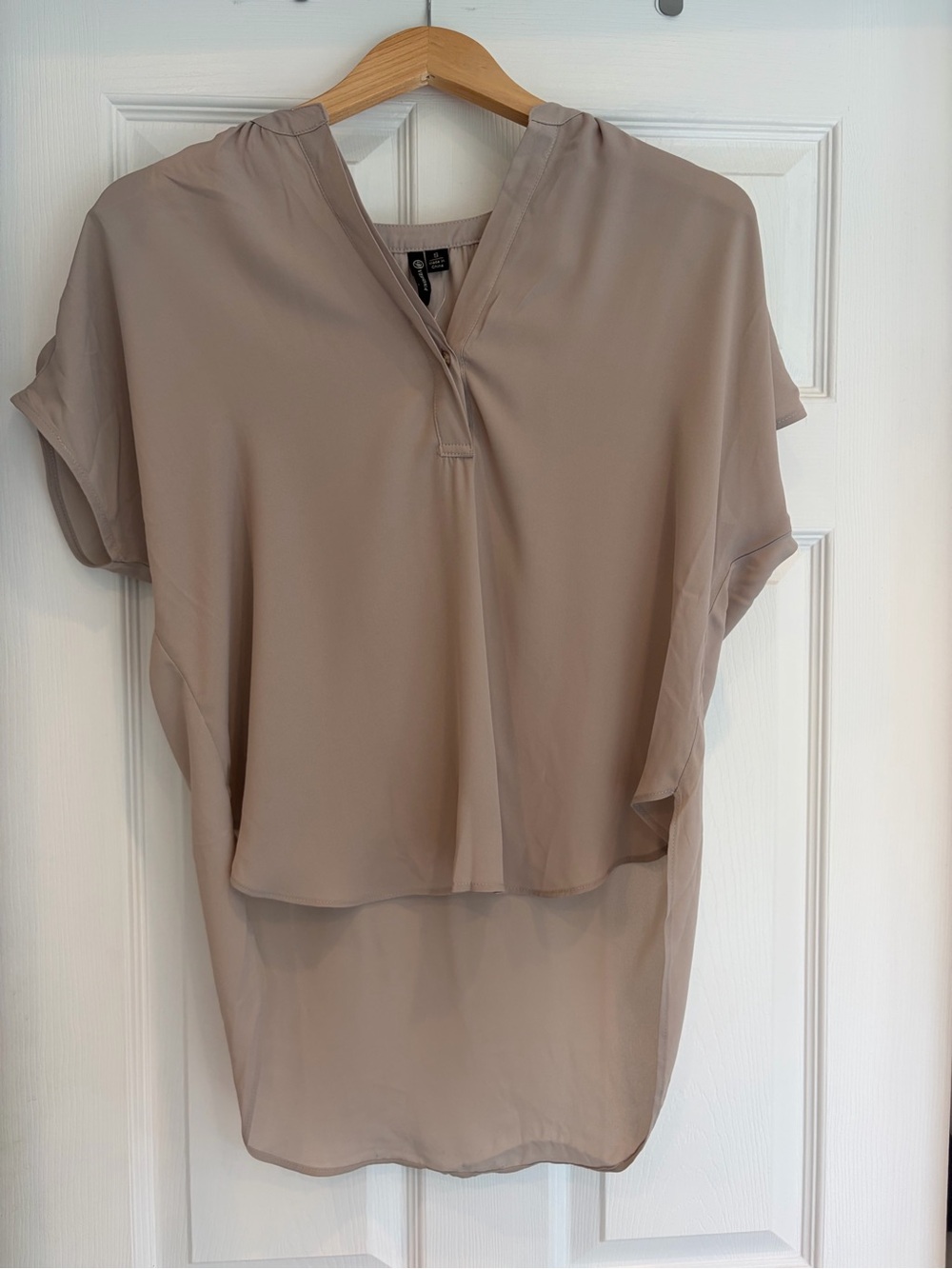 Versona Taupe Short Sleeve V-Neck Layered Blouse